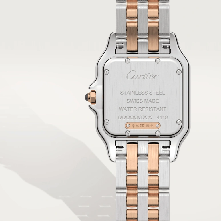 Cartier,Panthère de Cartier 29x37mm,29x37mm,Stainless Steel,Rose Gold,Silver,Quartz,Sapphire,Crystal Glass,Square,W3PN0007
