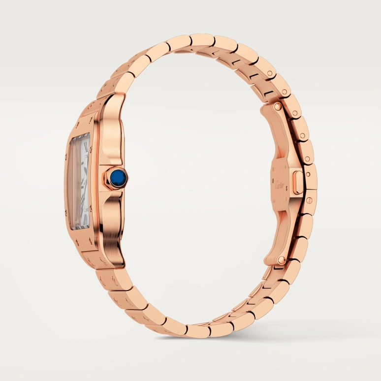 Cartier,Santos de Cartier 35.10x41.90mm,35.10x41.90mm,Rose Gold,Silver,Automatic,42hours,In-house Caliber,WGSA0031
