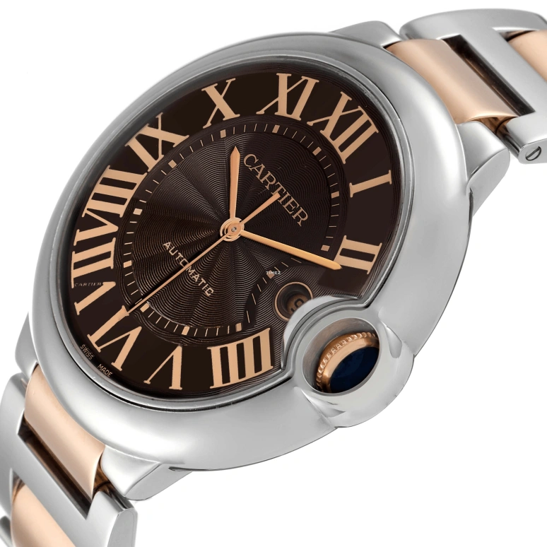 Cartier,Ballon Bleu de Cartier 42mm,42mm,Stainless Steel,Rose Gold,Brown,Automatic,Day,42hours,W6920032