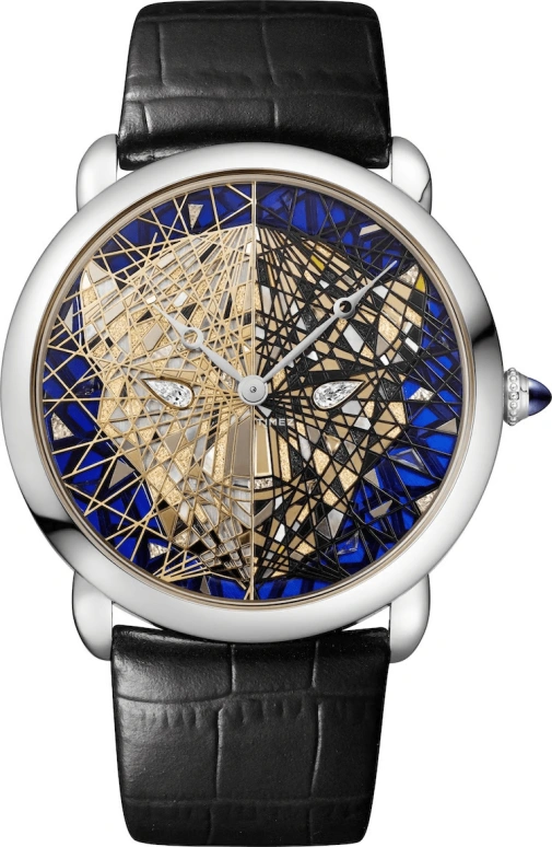 Cartier,Métiers d'Art 42mm,42mm,White Gold,Blue,Gold,Handwound,Sapphire,Crystal Glass,Round,Eclats de Panthere