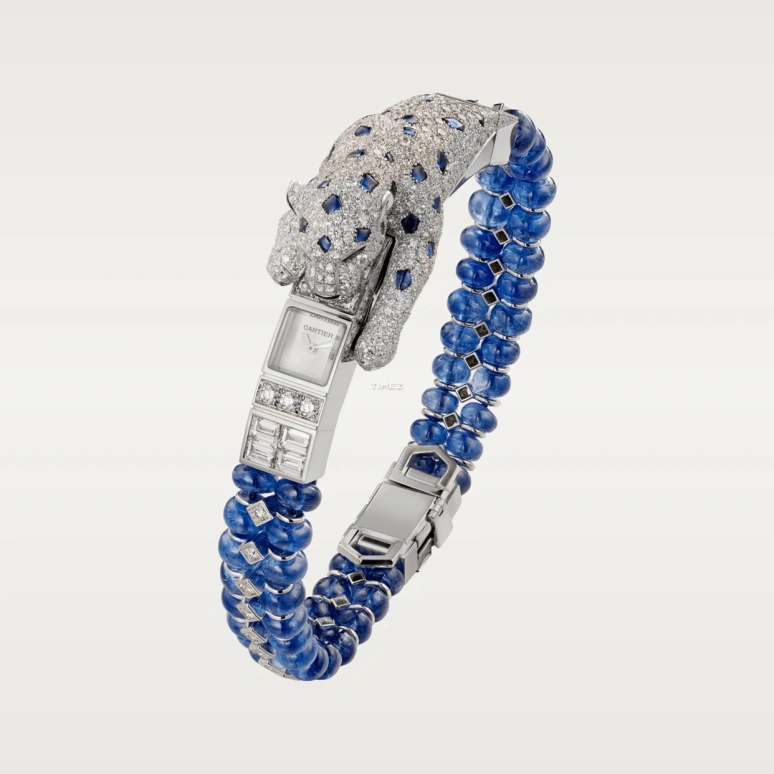 Cartier,Panthère Jewelry Watches ,White Gold,Silver,Handwound,Sapphire,Crystal Glass,Square,HPI01142