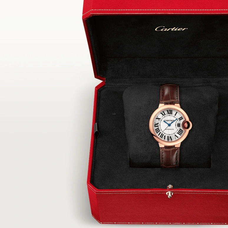 Cartier,Ballon Bleu de Cartier 33mm,33mm,Rose Gold,Silver,Automatic,Sapphire,Crystal Glass,Round,W6920097