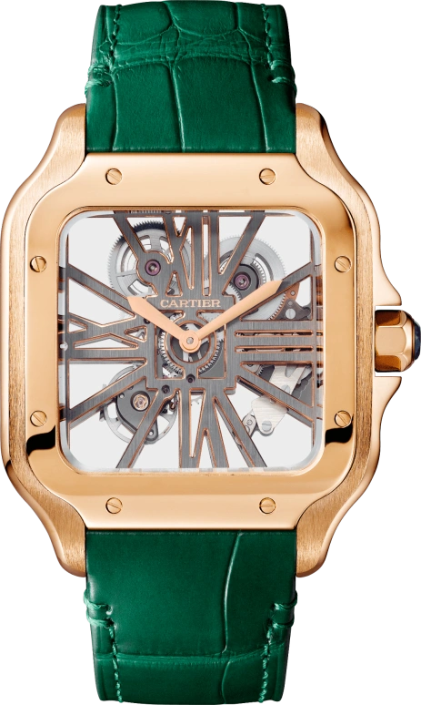 Cartier,Santos de Cartier 39.70mm,39.70mm,Rose Gold,Silver,Handwound,72hours,In-house Caliber,WHSA0016