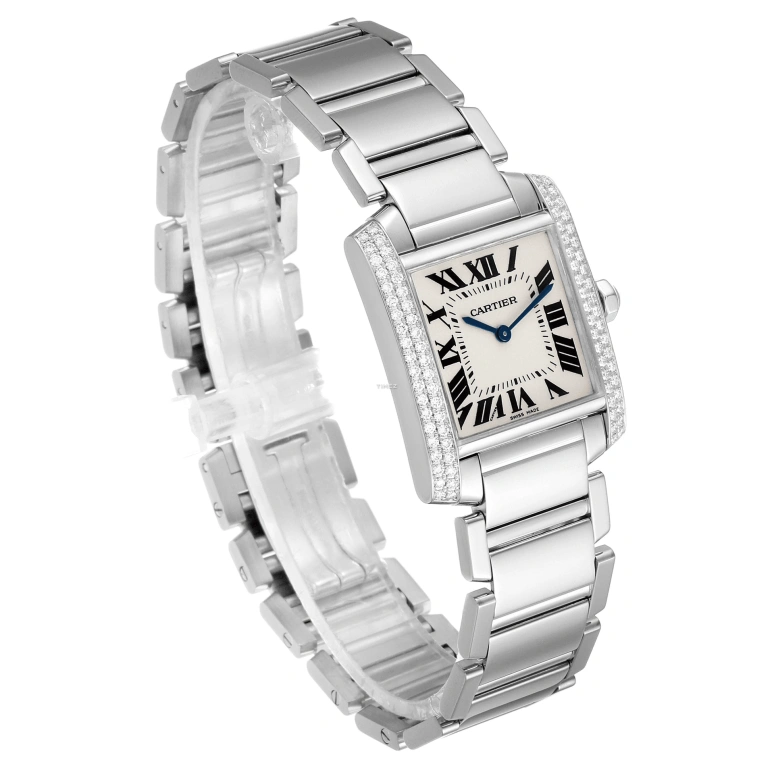 Cartier,Tank 22x25mm,22x25mm,White Gold,Silver,Grey,Quartz,Sapphire,Crystal Glass,Square,WE1009S3