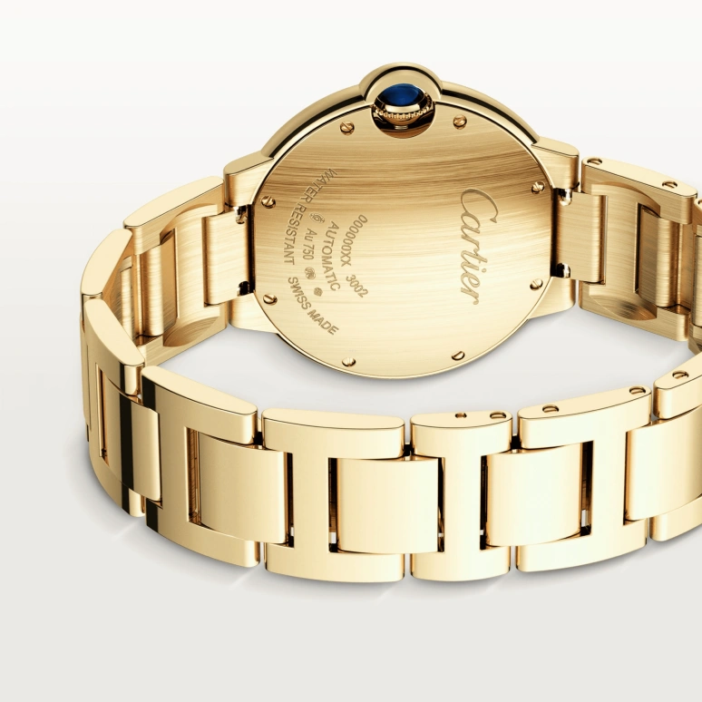 Cartier,Ballon Bleu de Cartier 36mm,36mm,Yellow Gold,Silver,Automatic,Sapphire,Crystal Glass,Round,WJBB0070
