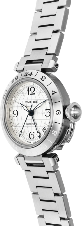 Cartier,Pasha de Cartier 35mm,35mm,Stainless Steel,Cream,Automatic,Sapphire,Crystal Glass,Round,W31029M7