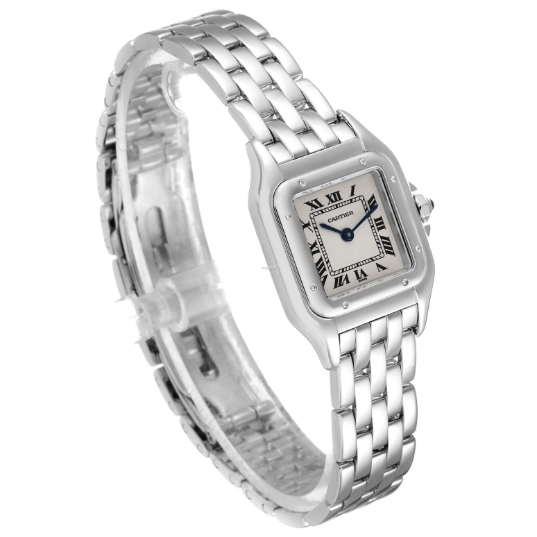 Cartier,Panthère de Cartier 22mm,22mm,White Gold,Silver,Quartz,Sapphire,Crystal Glass,Square,W25016F3