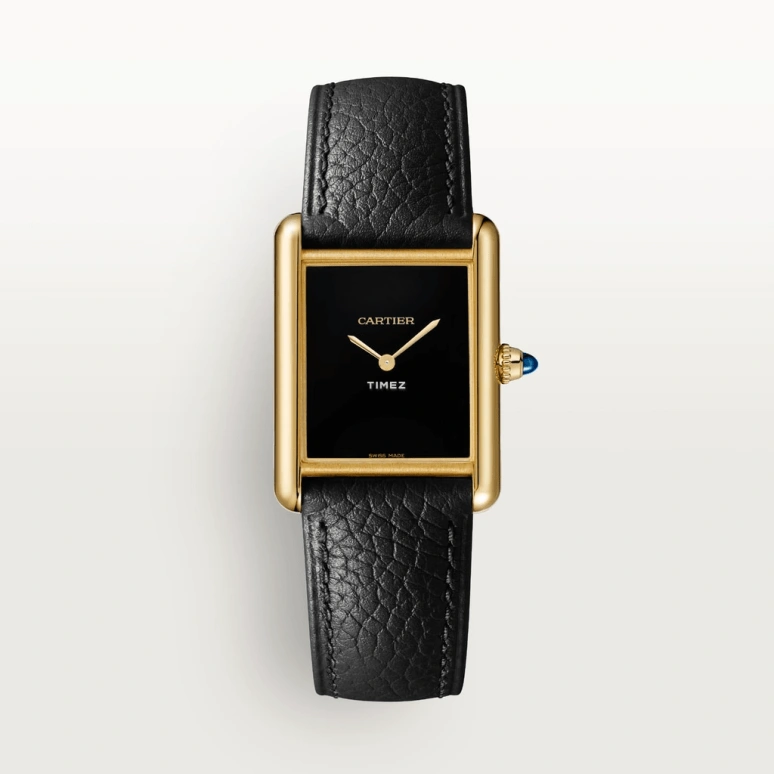 Cartier,Tank 33.70x25.50mm,33.70x25.50mm,Yellow Gold,Black,Handwound,Hardlex,Square,WGTA0160