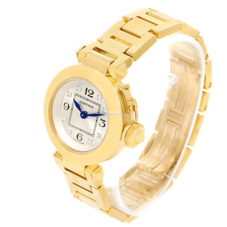Cartier,Pasha de Cartier 27mm,27mm,Yellow Gold,Silver,Quartz,In-house Caliber,Sapphire,Crystal Glass,WJ124015