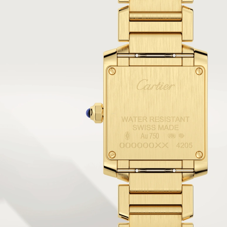 Cartier,Tank 25x20mm,25x20mm,Yellow Gold,Silver,Quartz,Sapphire,Crystal Glass,Square,WGTA0031