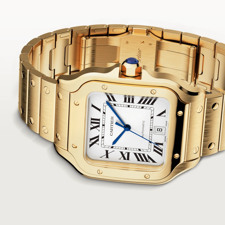 Cartier,Santos de Cartier 39.80mm,39.80mm,Yellow Gold,Silver,Automatic,Day,42hours,JJ Lin,WGSA0029