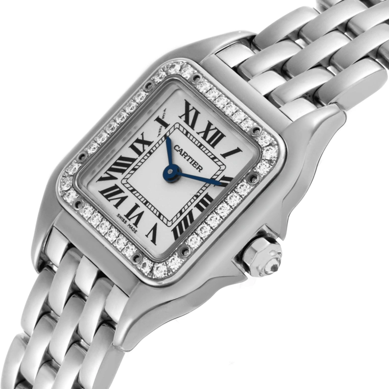 Cartier,Panthère de Cartier 22x30mm,22x30mm,White Gold,Silver,Quartz,Sapphire,Crystal Glass,Square,WJPN0006
