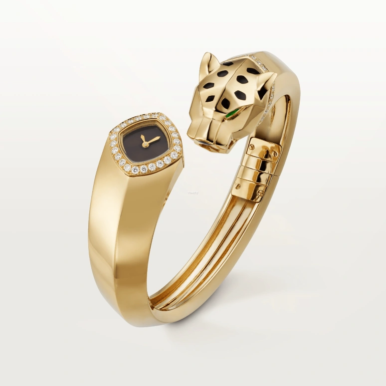 Cartier,Panthère de Cartier 18mm,18mm,Yellow Gold,Black,Quartz,Sapphire,Crystal Glass,Other,HPI01341