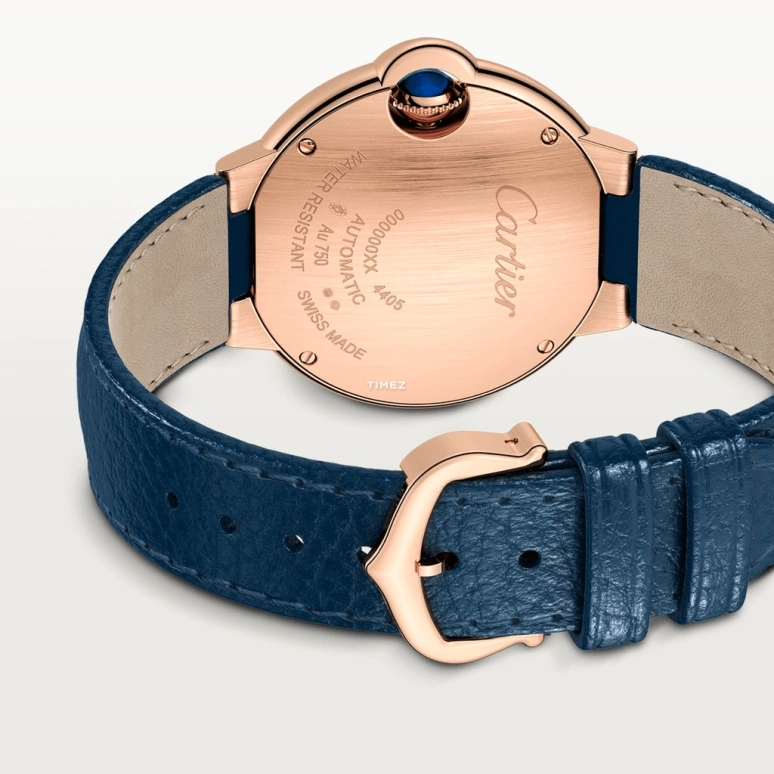 Cartier,Ballon Bleu de Cartier 33mm,33mm,Rose Gold,Silver,Automatic,Sapphire,Crystal Glass,Round,WGBB0056