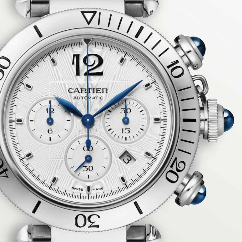 Cartier,Pasha de Cartier 41mm,41mm,Stainless Steel,Silver,Automatic,Chronograph,Day,WSPA0018