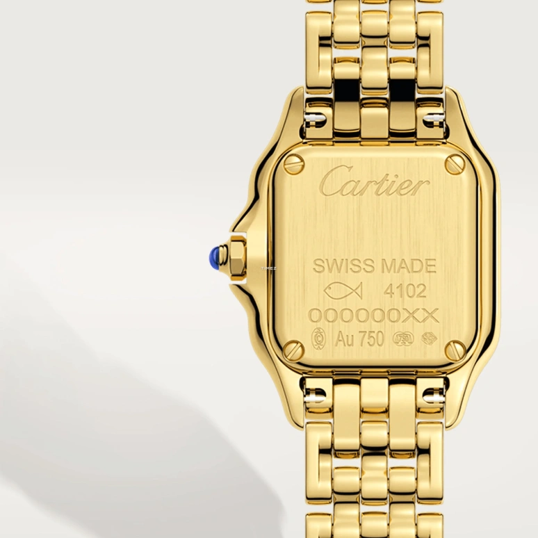 Cartier,Panthère de Cartier 25x19mm,25x19mm,Yellow Gold,Silver,Quartz,Sapphire,Crystal Glass,Square,WGPN0036