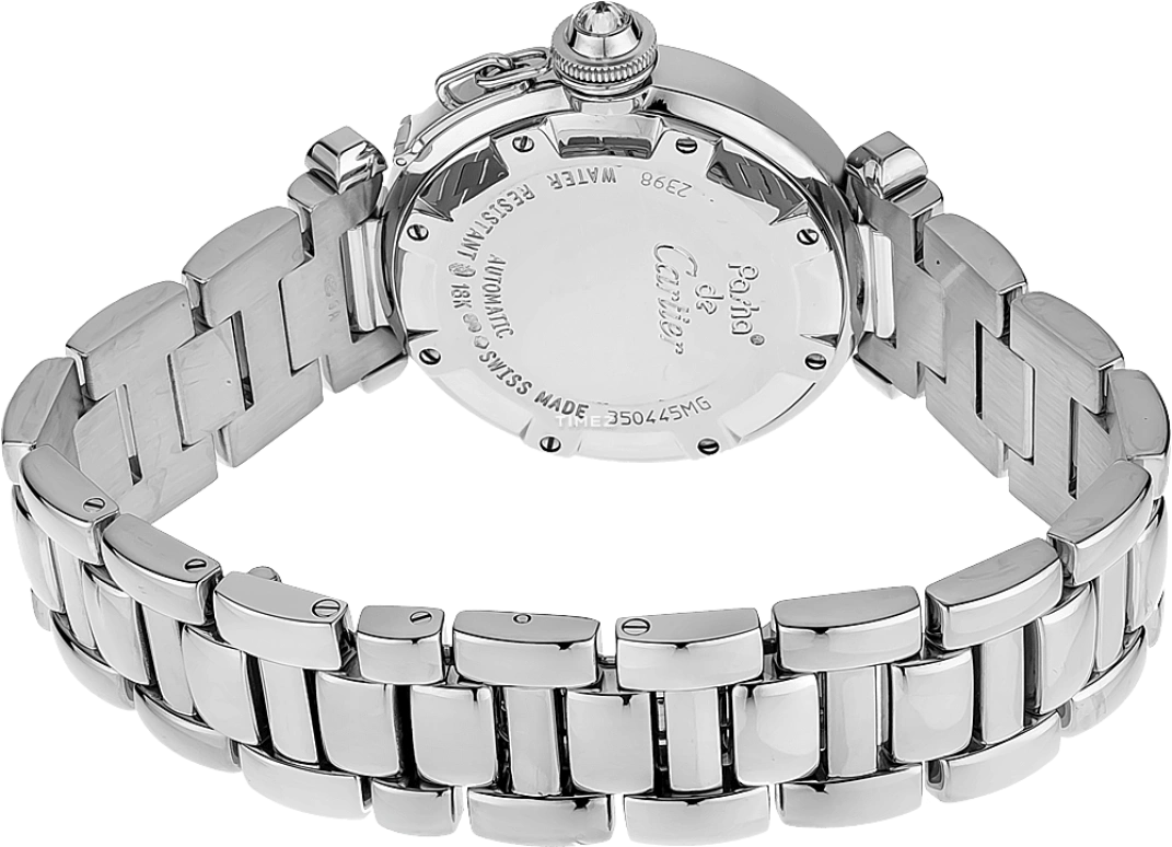 Cartier,Pasha de Cartier 32mm,32mm,White Gold,Silver,Automatic,Day,Sapphire,WJ1075M9