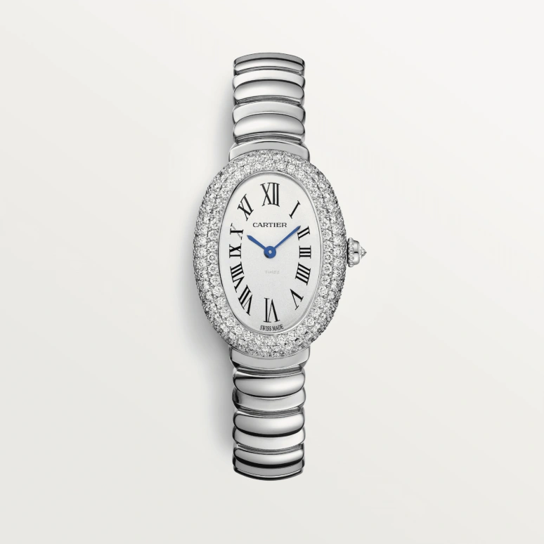Cartier,Baignoire 31.40x23.10mm,31.40x23.10mm,White Gold,Silver,Quartz,Sapphire,Crystal Glass,Oval,WJBA0020