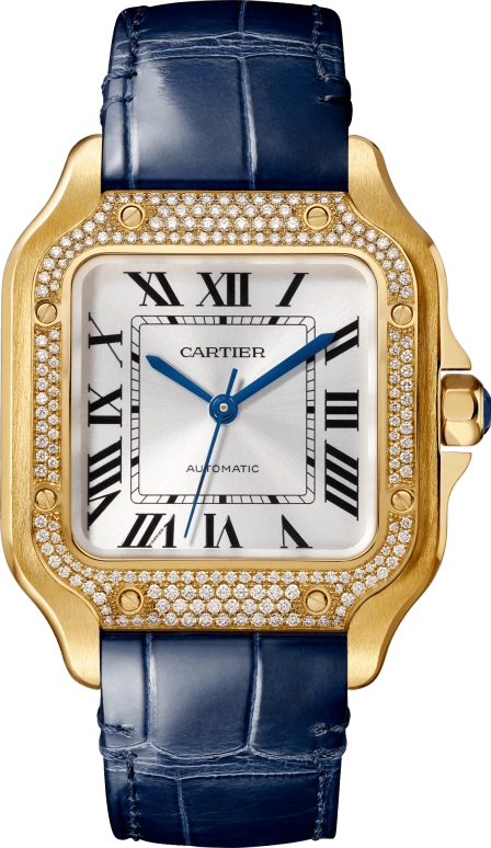 Cartier,Santos de Cartier 35.10mm,35.10mm,Yellow Gold,Silver,Automatic,42hours,In-house Caliber,WJSA0013