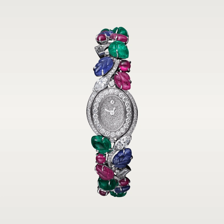 Cartier,High Jewelry Watches ,White Gold,Silver,Quartz,Sapphire,Oval,HPI00955