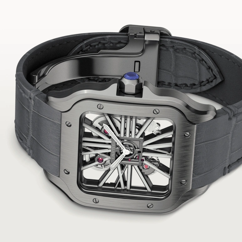Cartier,Santos de Cartier 47.50x39.70mm,47.50x39.70mm,Stainless Steel,Grey,Handwound,72hours,In-house Caliber,WHSA0009