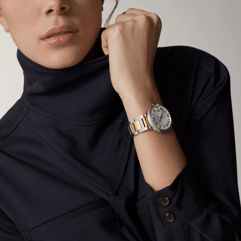 Cartier,Ballon Bleu de Cartier 36mm,36mm,Stainless Steel,Yellow Gold,Silver,Automatic,Sapphire,Crystal Glass,Round,W2BB0030