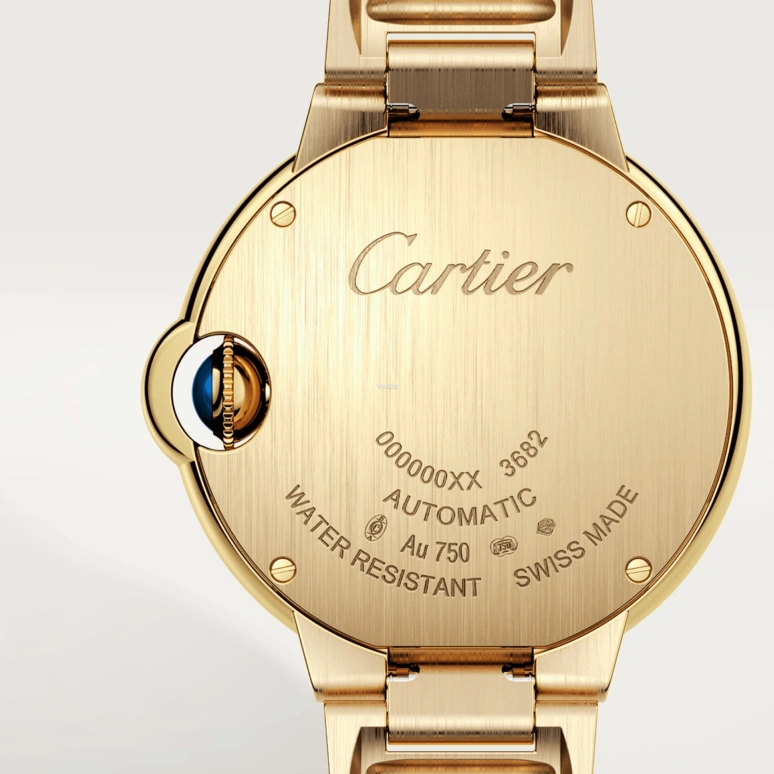 Cartier,Ballon Bleu de Cartier 33mm,33mm,Yellow Gold,Silver,Automatic,Sapphire,Crystal Glass,Round,WGBB0045
