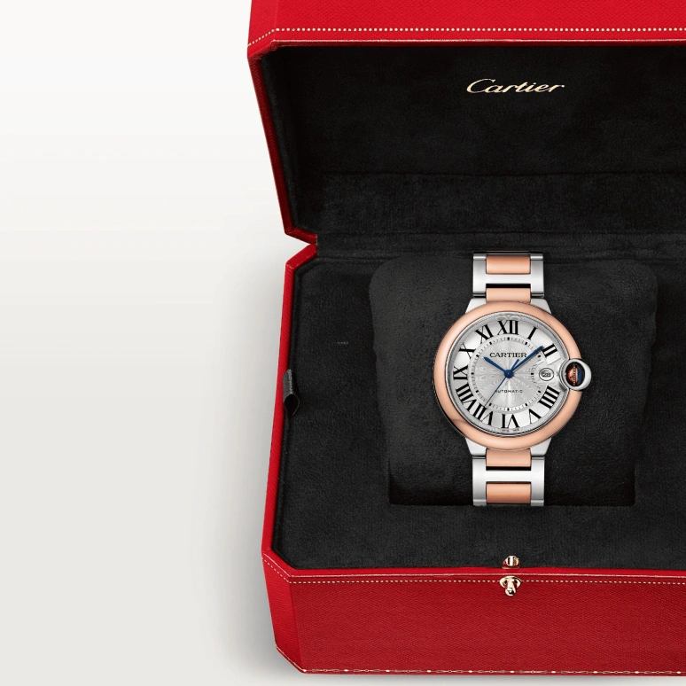 Cartier,Ballon Bleu de Cartier 42mm,42mm,Stainless Steel,Rose Gold,Silver,Automatic,Day,42hours,W2BB0034