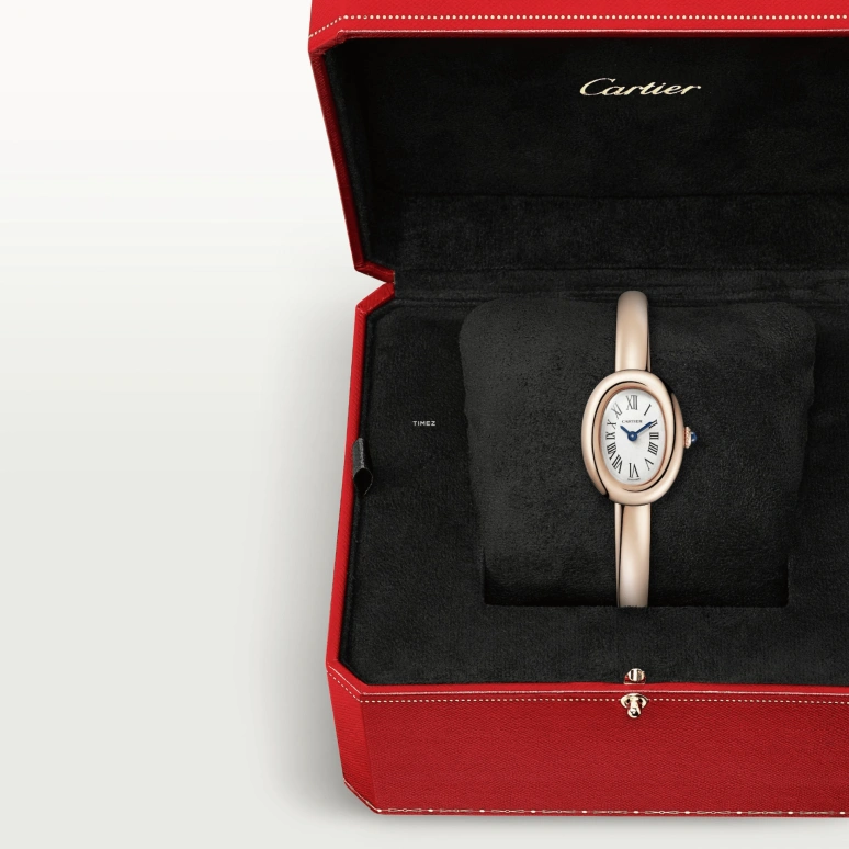 Cartier,Baignoire 24.60x18.70mm,24.60x18.70mm,Rose Gold,Silver,Quartz,Sapphire,Crystal Glass,Oval,WGBA0020