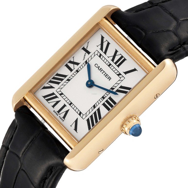 Cartier,Tank 31x24.40mm,31x24.40mm,Yellow Gold,Silver,Quartz,Sapphire,Crystal Glass,Square,W1018755