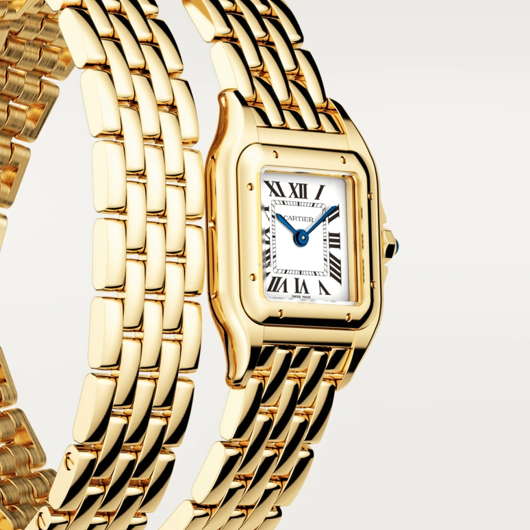 Cartier,Panthère de Cartier 23x30mm,23x30mm,Yellow Gold,Silver,Quartz,Sapphire,Crystal Glass,Square,WGPN0046