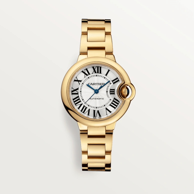 Cartier,Ballon Bleu de Cartier 33mm,33mm,Yellow Gold,Silver,Automatic,Sapphire,Crystal Glass,Round,WGBB0045