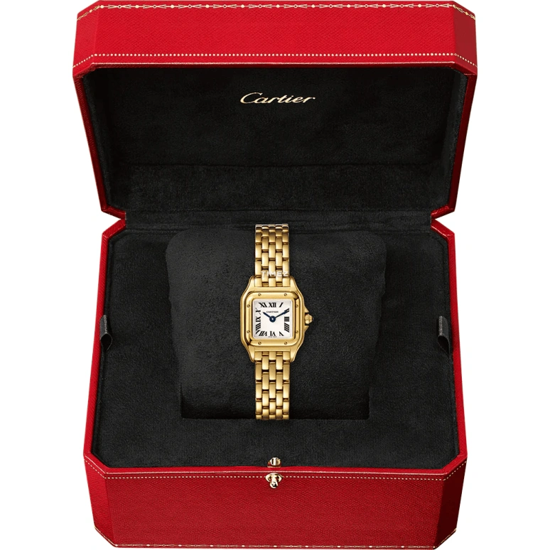 Cartier,Panthère de Cartier 25x19mm,25x19mm,Yellow Gold,Silver,Quartz,Sapphire,Crystal Glass,Square,WGPN0036