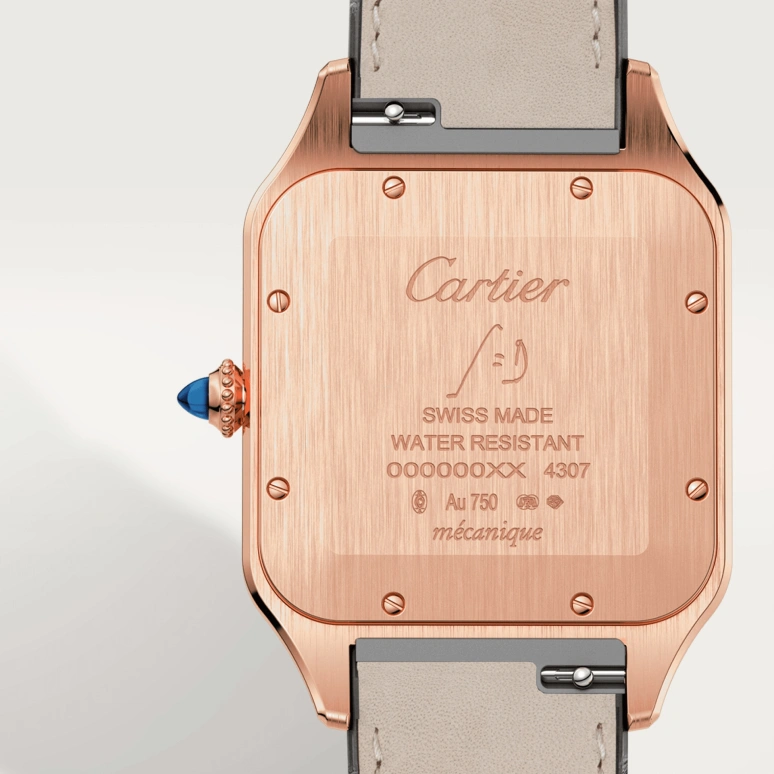Cartier,Santos de Cartier 46.60x33.90mm,46.60x33.90mm,Rose Gold,Silver,Handwound,36hours,In-house Caliber,WGSA0032