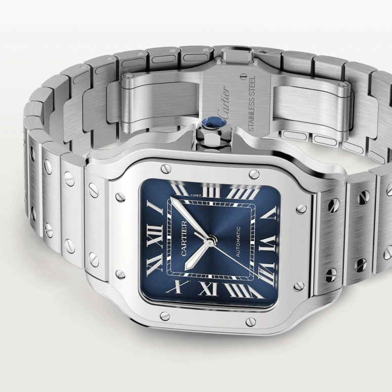 Cartier,Santos de Cartier 35.10mm,35.10mm,Stainless Steel,Gradient,Blue,Automatic,42hours,In-house Caliber,WSSA0063