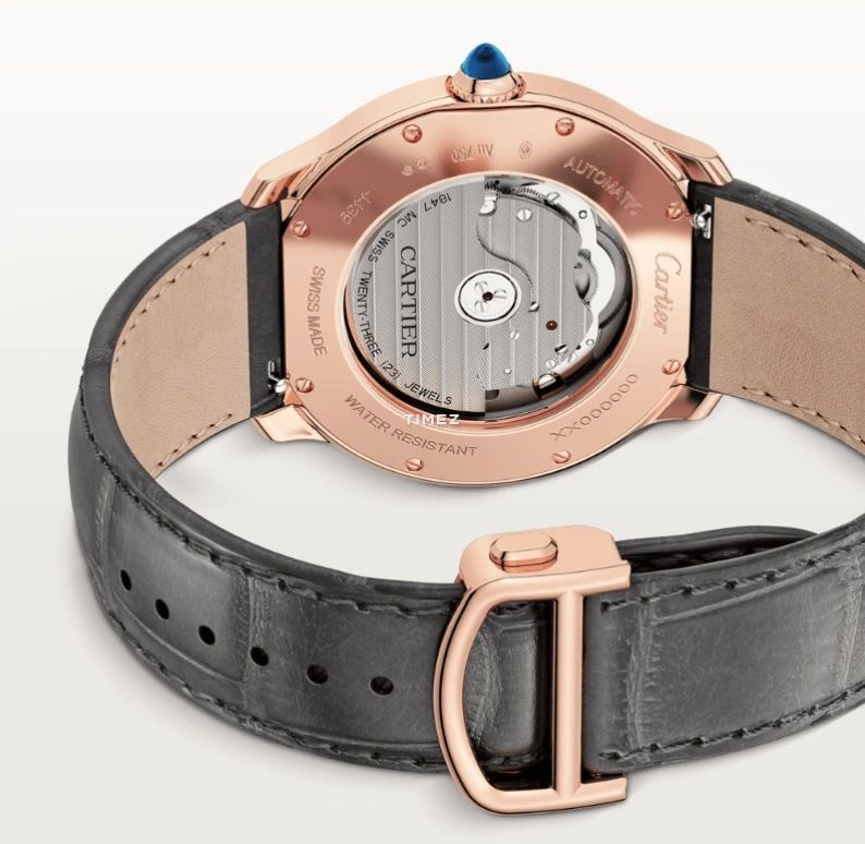 Cartier,Ronde de Cartier 40mm,40mm,Rose Gold,Cream,Automatic,Day,Sapphire,Crystal Glass,WGRN0011