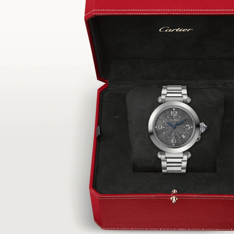 Cartier,Pasha de Cartier 41mm,41mm,Stainless Steel,Grey,Automatic,Day,42hours,WSPA0026