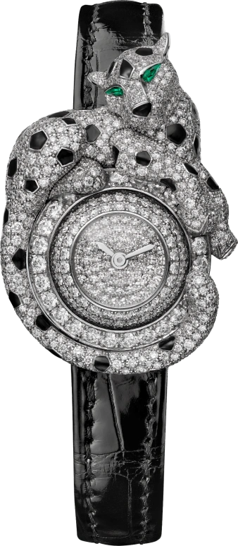 Cartier,Panthère de Cartier 40x28mm,40x28mm,White Gold,Silver,Quartz,Sapphire,Crystal Glass,Other,HPI00773