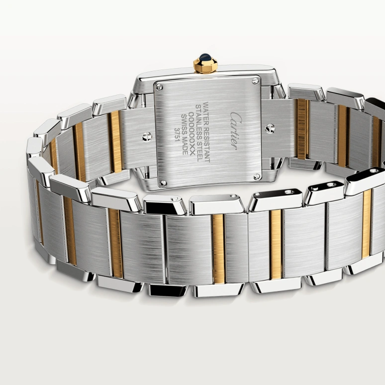 Cartier,Tank 30x25mm,30x25mm,Stainless Steel,Yellow Gold,Silver,Quartz,In-house Caliber,Sapphire,Crystal Glass,W2TA0003