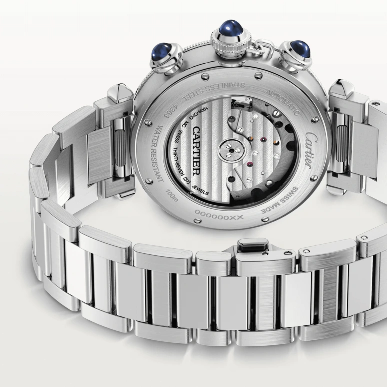 Cartier,Pasha de Cartier 41mm,41mm,Stainless Steel,Blue,Automatic,Chronograph,Day,WSPA0039