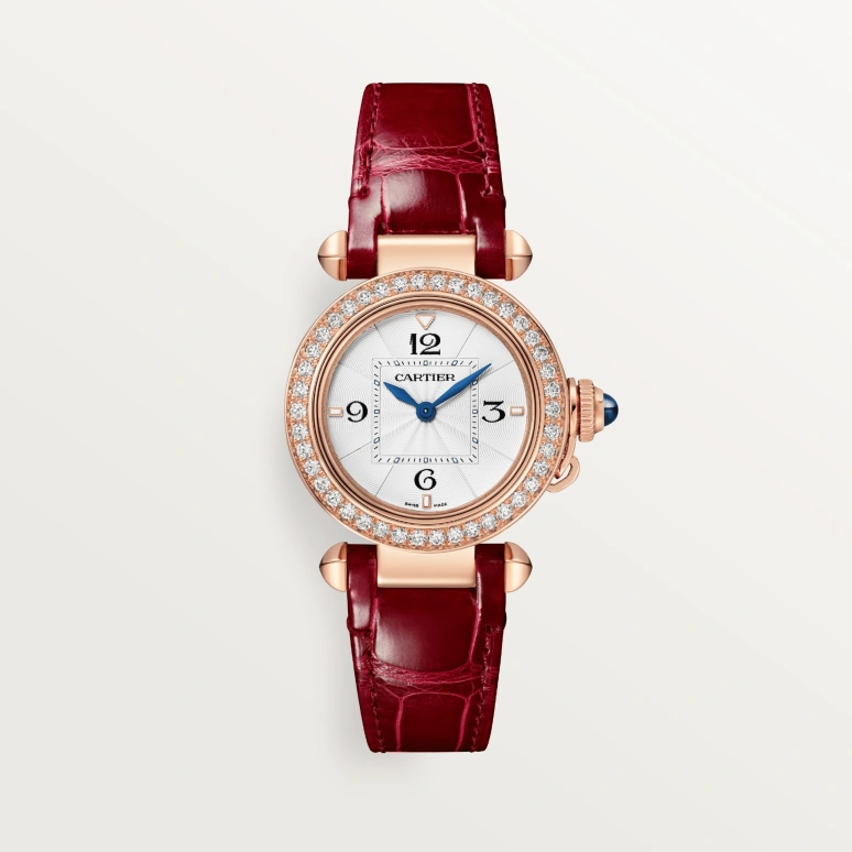 Cartier,Pasha de Cartier 30mm,30mm,Rose Gold,Silver,Quartz,Sapphire,Crystal Glass,Round,WJPA0018
