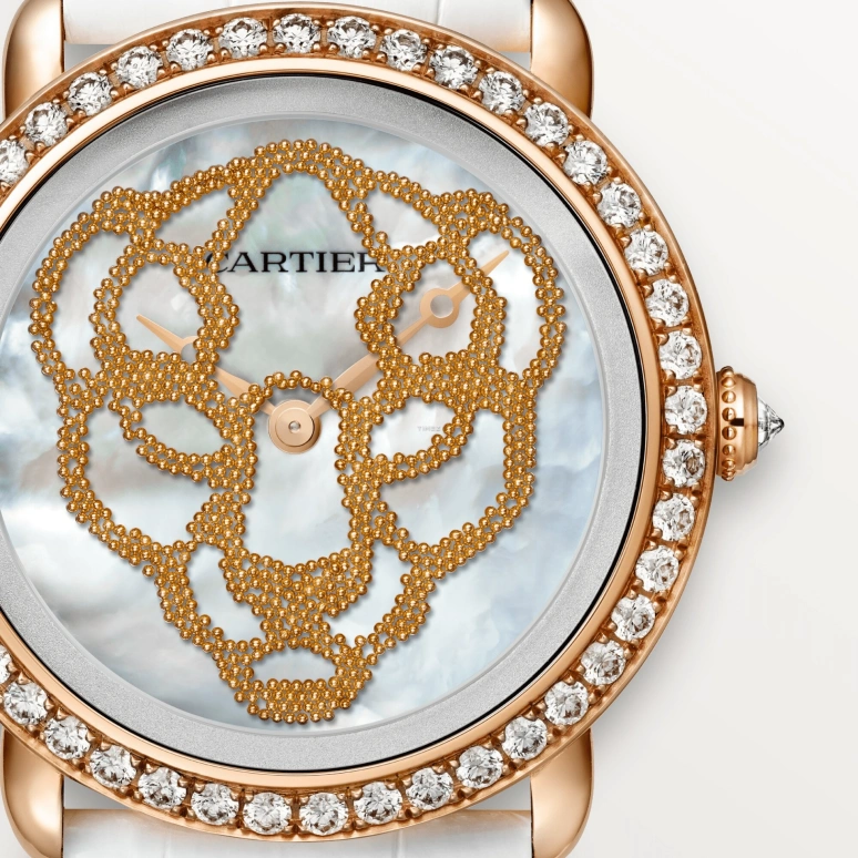 Cartier,Panthère Jewelry Watches 37mm,37mm,Rose Gold,White,Handwound,36hours,In-house Caliber,HPI01355