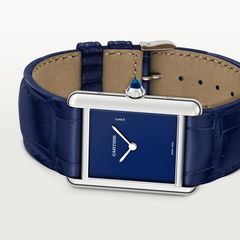 Cartier,Tank 33.70x25.50mm,33.70x25.50mm,Stainless Steel,Blue,Quartz,Sapphire,Crystal Glass,Rectangular,WSTA0114