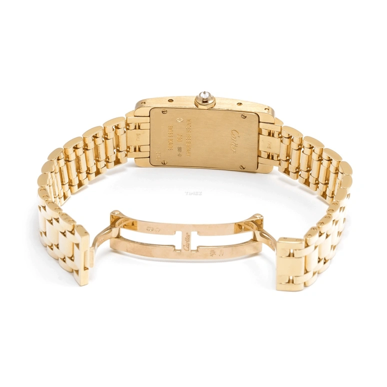 Cartier,Tank 34.50mm,34.50mm,Yellow Gold,Brown,Quartz,Sapphire,Crystal Glass,Rectangular,WB7056K2