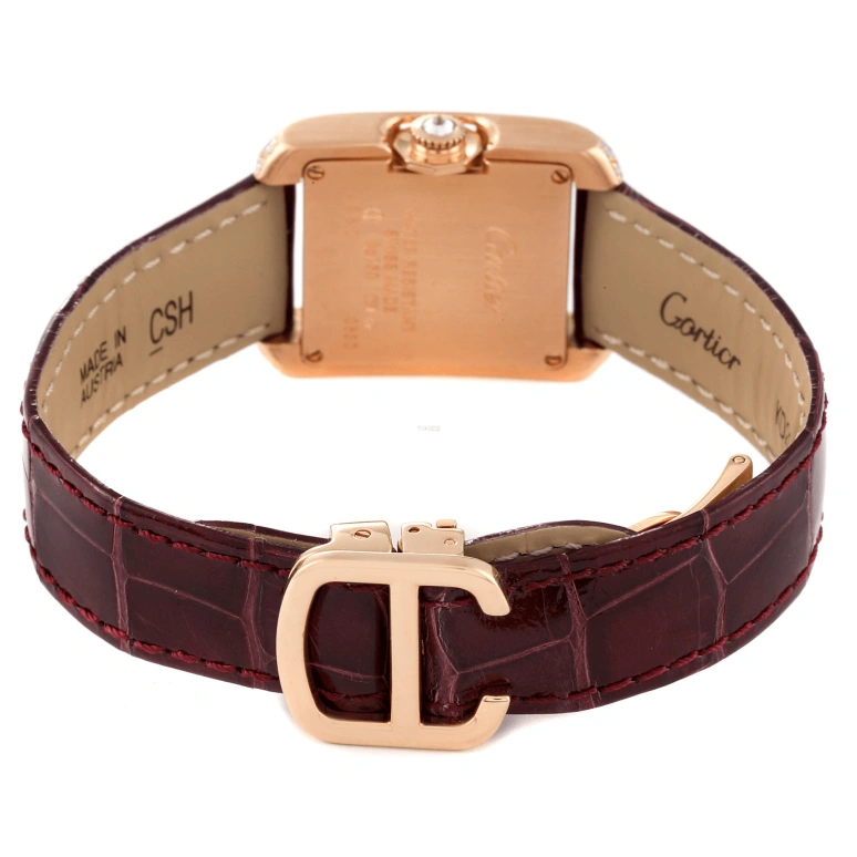 Cartier,Tank 30.20x22.70mm,30.20x22.70mm,Rose Gold,Silver,Quartz,In-house Caliber,Sapphire,Crystal Glass,WT100013