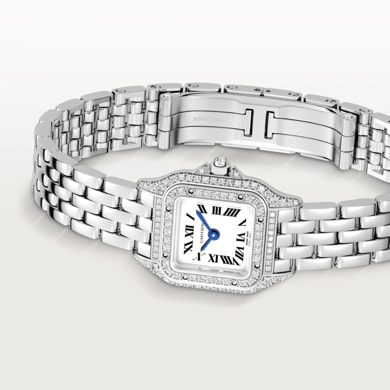 Cartier,Panthère de Cartier 25x20mm,25x20mm,White Gold,Silver,Quartz,Sapphire,Crystal Glass,Square,WJPN0046