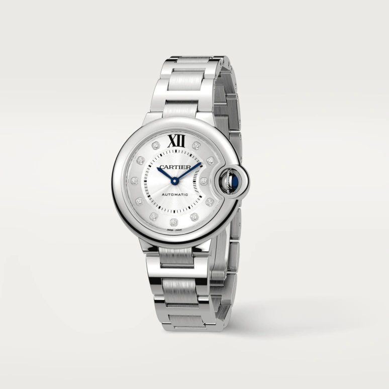 Cartier,Ballon Bleu de Cartier 33mm,33mm,Stainless Steel,Silver,Automatic,Sapphire,Crystal Glass,Round,W4BB0021