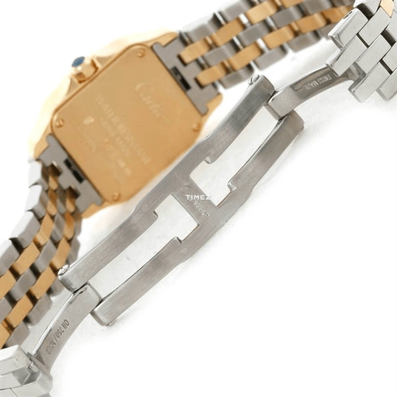 Cartier,Santos de Cartier 22x30mm,22x30mm,Yellow Gold,Silver,Quartz,Sapphire,Crystal Glass,Square,W25063Z6