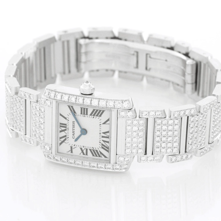 Cartier,Tank 25.10mm,25.10mm,White Gold,Silver,Quartz,In-house Caliber,Sapphire,Crystal Glass,WE1002SD