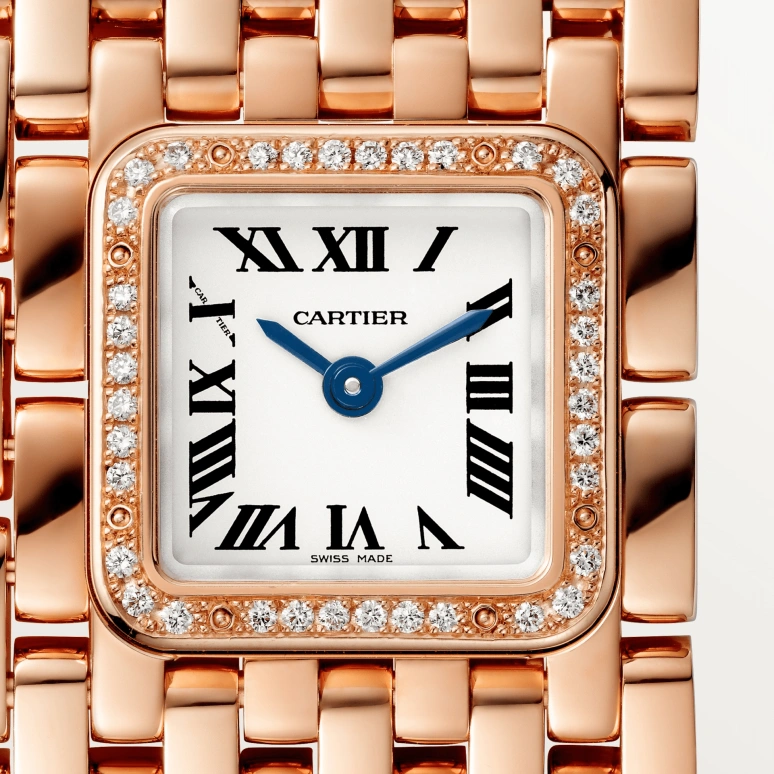 Cartier,Panthère de Cartier 22x19mm,22x19mm,Rose Gold,Silver,Quartz,Sapphire,Crystal Glass,Square,WJPN0022